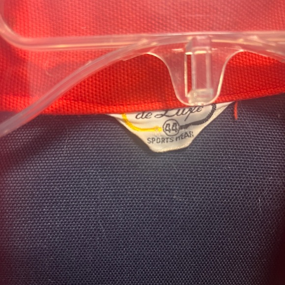 Vintage 60’s de Luxe Stylish Red and Black Women's Denim Jacket Sz 44 - Picture 2 of 6